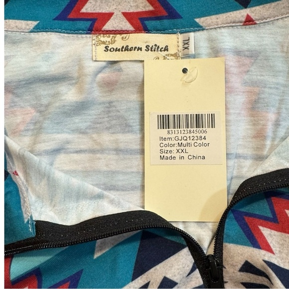 NWT Southern Stitch Plus Size Aztec Zip Collared Western Top XXL - Picture 5 of 7